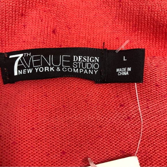 7th Avenue New York & Co. Pleated Short Sleeves Tie Sweater NWT Large - Picture 3 of 8